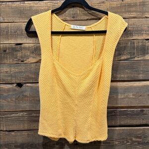 We The Free Mustard Knit Top Medium